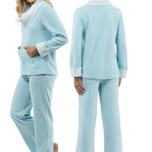 Pajamagram Super Soft Cowl Neck Pajama Set – Blue, Size Small